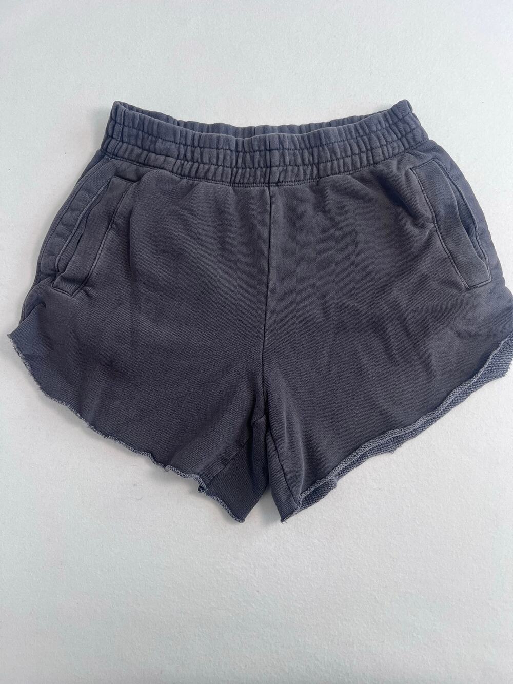 Aerie Womens XS Gray Fleece Sweat Shorts Raw Hem Elastic Waist Lounge Y2K